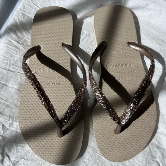 Havaianas Women's Sparkle Sandals - Tan - Picture 1 of 6